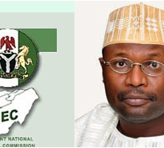 INEC Logo and Chairman,, Prof. Mahmood Yakubu