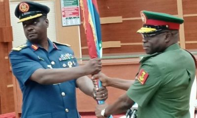 The new Director, Defence Information, Maj.-Gen. Benjamin Sawyerr, taking over from the outgoing Acting Director, Air Commodore Wap Maigida on Friday in Abuja