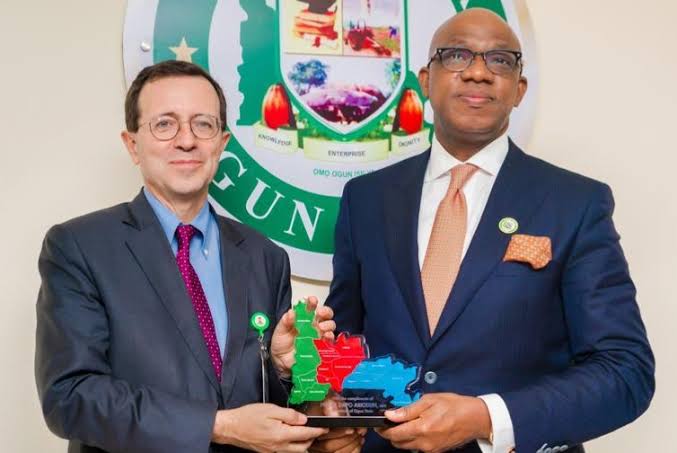 Ogun-State-Governor-Dapo-Abiodun-and-French Ambassador to Nigeria Jerome Pasquier