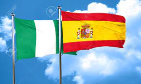 Nigeria and Spain Flags