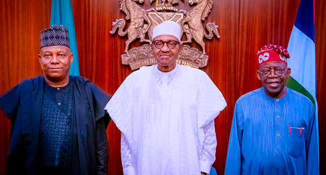 President Buhari, Tinubu and his running mate Shettima