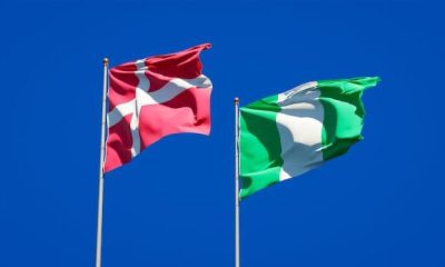 Denmark and Nigeria Flags