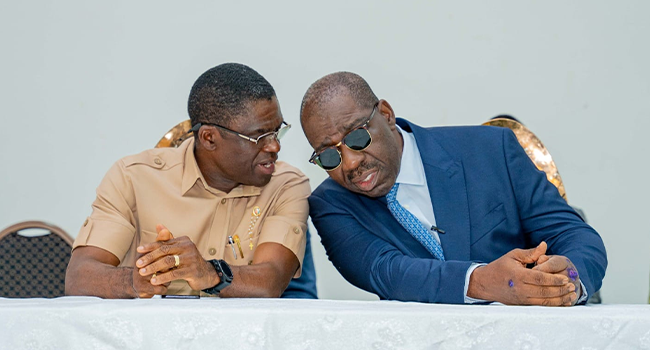 Edo State Deputy Governor Philip Shaibu and Governor Godwin Obaseki