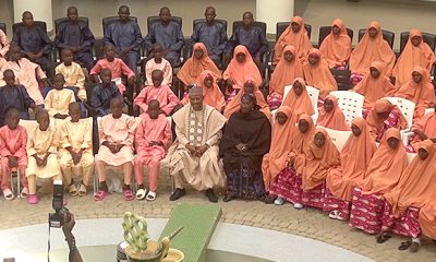 Governor Uba Sani with the freed schoolchildren on Monday, March 25, 2024