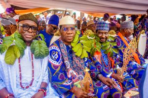 Former Minister of Trade and Investment, Otunba Niyi Adebayo, Senate Leader, Senator Michael Opeyemi Bamidele and Deputy Senate President, Senator Jibrin Barau